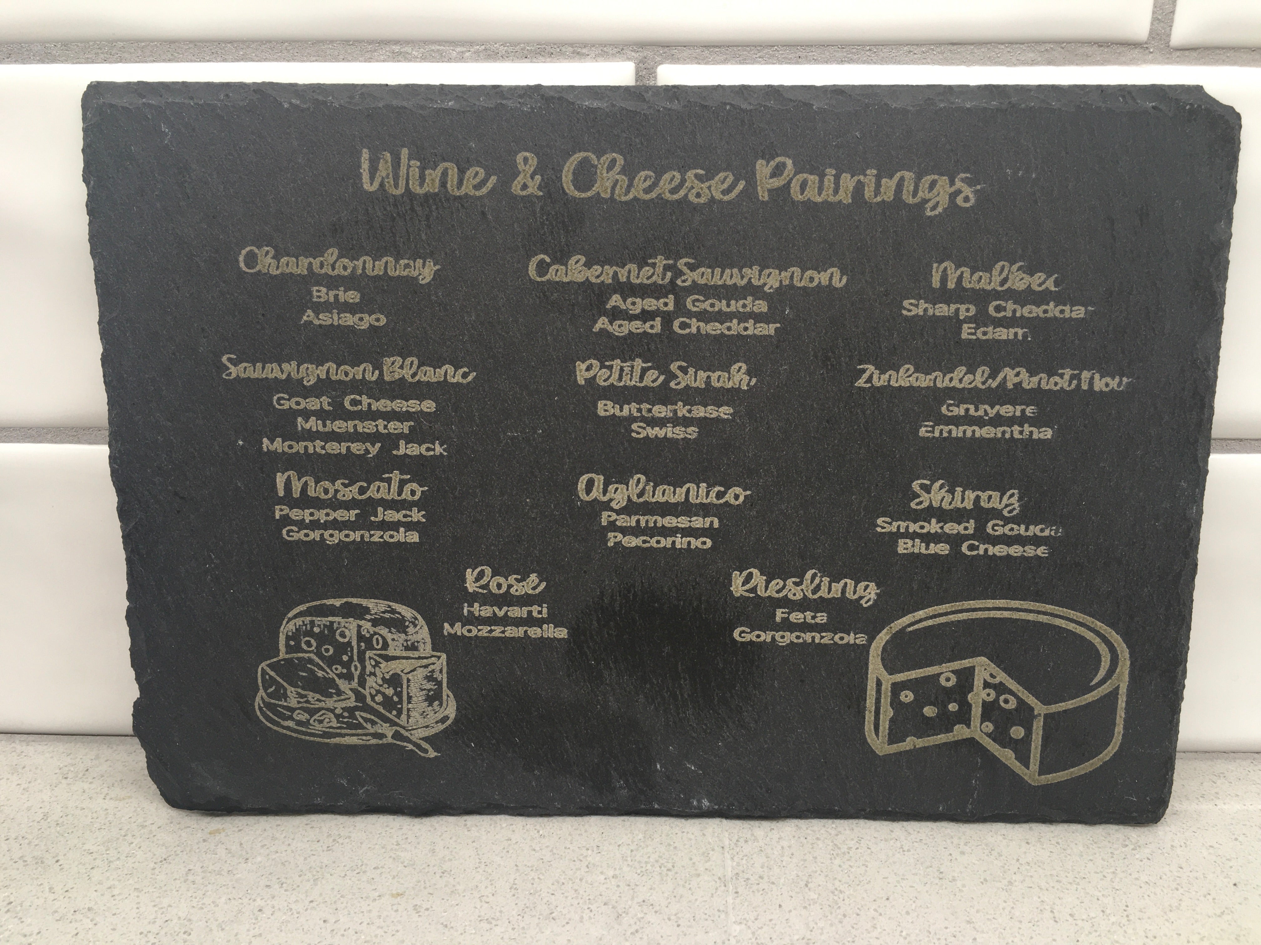 Cheese Board Engraved Slate