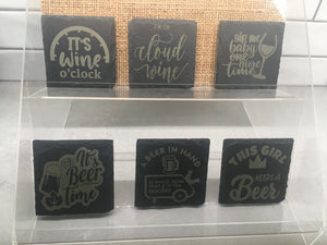 Wine & Beer Engraved Slate Coasters